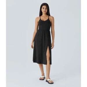 Halara Everyday Midi Soft Sleek Airy Stretch Breathable Casual Dress Black M